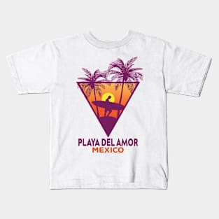 Retro Playa Del Amor Mexico Kids T-Shirt